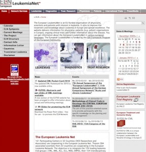 Uno screenshot del sito Leukemia-net
